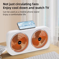 Double Head 3600mah Fan Air Circulation Fan Wall Mounted Household Rechargeable Desktop Small Fan Ca