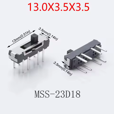 10PCS MSS-23D18 8Pin DIP Mini Slide Switch 3Position Micro Toggle Switch 2P3T 13x3.5X3.5mm H=2/3/4mm