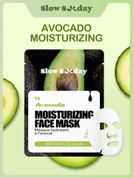 1入組酪梨口罩,清新香調水果融合系列,保濕,保濕,抗衰,,舒緩,韓語口罩,適用於女士,男士