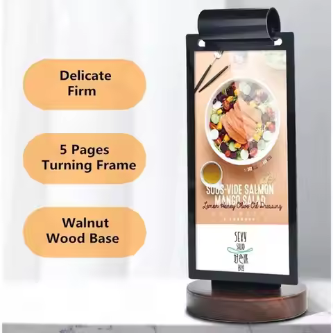 Flip 10X20CM Pages Double Sided T Shape Table Top Sign Holder Menu Document Picture Flyer Ad Photo F