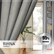 Rihna - Langsir 95% Blackout 3D Amboss Corak Abstrack UV Protect Curtain Hook/Ring Tingkap, Sliding