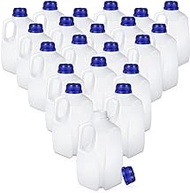 Mumufy 24 Pcs Plastic Jug 32 oz Reusable and Refillable Mini Milk Jug 1 Quart Plastic Containers with Lids Plastic Milk Bottles for Fridge Drinks Juice Water Sports Protein, Easy Grip