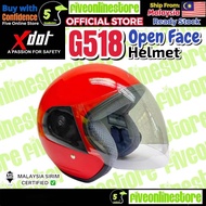 XDOT Helmet G518 Open Face Design Helmet Free Clear Visor SIRIM Topi Keledar Classic INDEX  LTD LASE