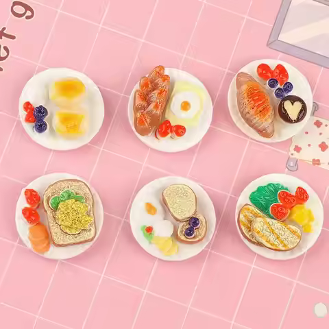 6PCS Dollhouse Miniature Simulation Food Model Colorful DIY Kitchen Accessories Resin Dollhouse Deco