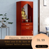 🌈Simple Buddha Niche Home Incense Burner Table Altar Clothes Closet Modern Small with Door God of Wealth Worship Table A