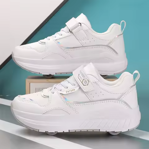 Kids Roller Skates Shoes Fashionable Parkour Four-wheel Sports Shoes Daily Casual Detachable Rollerb