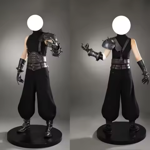 Game FF7 Cloud Cosplay Costume Halloween Rebirth Cloud Strife Vest Pants Props Full Set and Single I
