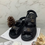 🌚 💫CHANEL香奈兒| Sandals 19 LOGO 黑金 荔枝 菱格紋 36.5號 羅馬涼鞋 爆好看💫🌚