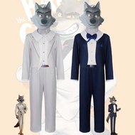 The Bad Guys Mr. Wolf Kids Cosplay Outfit: Full-Body Jumpsuit with Wolf Mask - Children's Stage Perf