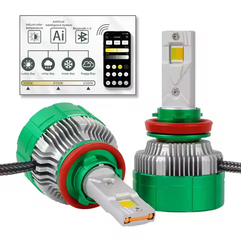 K14 H11 Led tricolor APP control color 150W 4575 Chip Car headlights bulb H1H3 H4 H7 Canbus H8 HB3 9