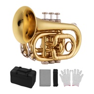 [ammoon]【โปรโมชั่น】 MINI Pocket trumpet BB FLAT brass พร้อมกระเป๋าหิ้วสีดำ