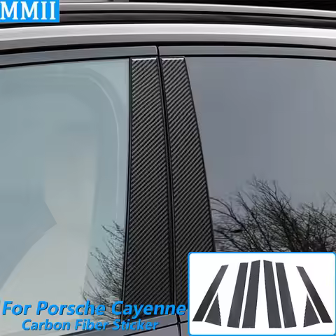 For Porsche Cayenne 9Y0 9YA 9YB E3 2018-2023 Real Carbon Fiber External Door B-pillar Panel Trim Cov