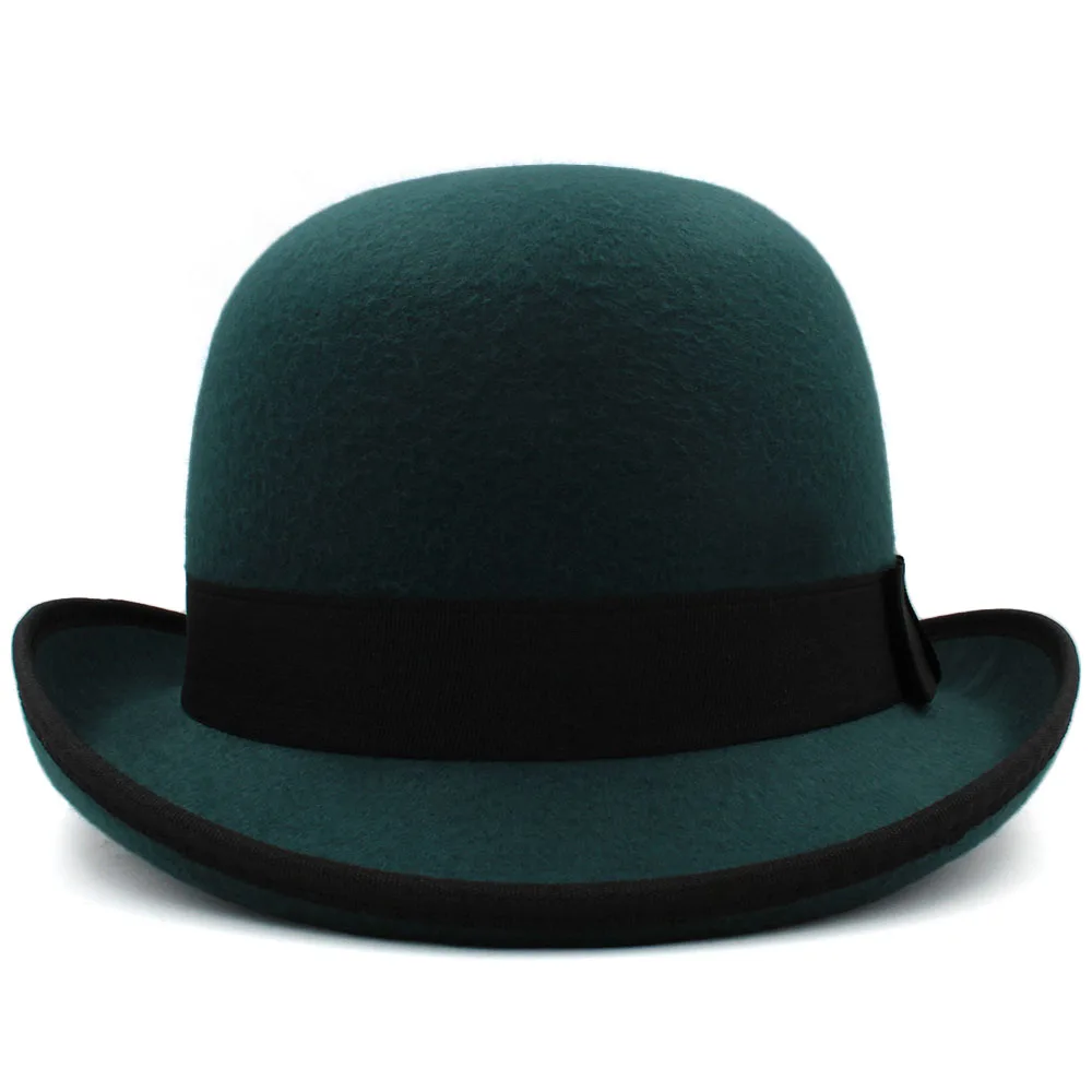 high-quality Men Women Oval Top Bowtie Band Bowler Hats Retro Roll Rim Derby Cap Sunhat Party Street