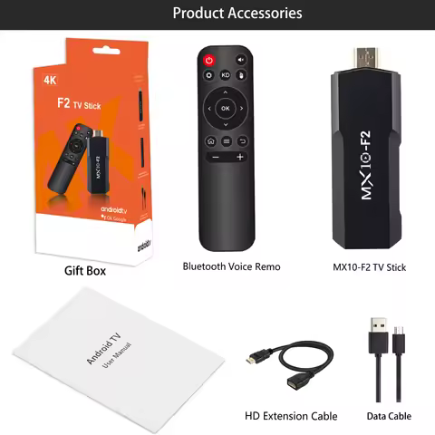 Smart TV Stick MX10 F2 Allwinner RK3228A DDRIII 1GB EMMC 8GB WiFi 2.4G/5G+BT4.0 Google TV Fire Stick