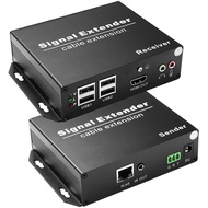 4K HDMI KVM USB Extender Over Cat5e/6/7 up to 120M(394ft), KVM Extender Over IP Zero Latency Support