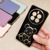 Realme 12 12X 5G 12 Pro 12+ 12 Pro+ Plus GT 3 C67 C53 C51 Note 50 Bear Stand Soft Cover Casing Case