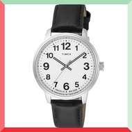 Timex Easy Reader Men's Watch with Black Dial and Brown Leather Strap, Quartz Movement, 43mm, Minera