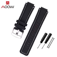 ☫♠ สายไนลอนทนทานซับในหนังแท้ผู้ชายกีฬาเปลี่ยนสร้อยข้อมือนาฬิกาวงเครื่องมือสำหรับ TIMEX TW2T76500 TW2