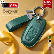【Mr.Key】Premium Cowhide Leather Remote Key Case Cover Shell for Audi A5 A6 C7 A7 A8 Q3 Q5 Q7 S4 S6 S7 S8 R8 TT A1 A3 8V A4 B8 B9 Holder Accessories