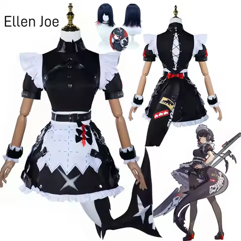 Zone Zero Ellen Joe Cosplay Costume Wig Maid Dress Uniform Tail Victoria Housekeeping New Eridu Hall