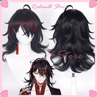 VTuber Vox Akuma Cosplay Wig NIJISANJI Luxiem 2022 Long Black Hair Mixed Red Heat Resistant Unisex A