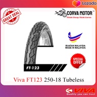 Corva Motor Tayar Viva Tubeless Ft123 (Bunga Sotong) 2.50-18 250-18 Tubeless Tayar 2.50 18 Tubeless