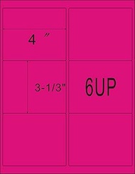 ProLine 6up 100 Sheets Neon Fluorescent Pink Internet Shipping Labels 3-1/3" x 4" FBA Labels (600 La