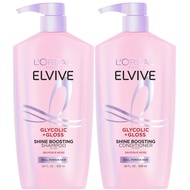 L'Oreal Paris Elvive Glycolic + Gloss Shine Boosting Shampoo and Conditioner Set, Cleanses and Smoot