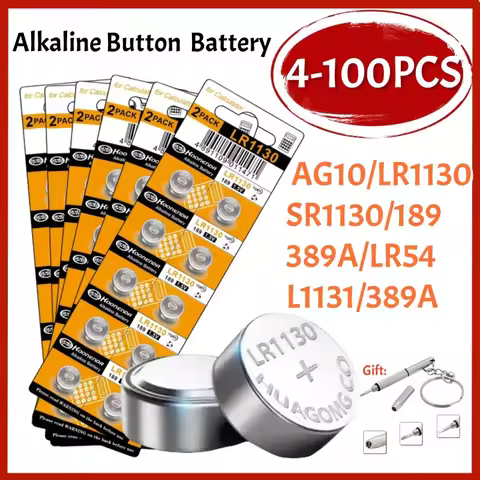 4-100Pcs AG10 Button Batteries LR1130 389A LR54 L1131 SR1130 1.55v High Capacity Button Cell Coin Ba