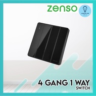 [SIRIM] ZENSO Switch Glasse Black Glass Rocker Slim Switches & Socket Suis Kaca Lampu Rumah