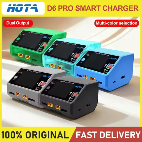 HOTA D6 Pro Smart Charger Dual Channel AC200W DC650W 15A, Supports LiPo/NiMH/NiCd/NiZn & Phone Charg
