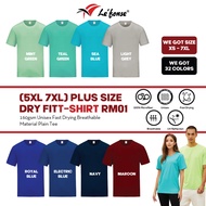 LEFONSE.MY Plus Size (5XL 7XL) Dry Fit T-Shirt RM01 Unisex 160gsm Soft Round Neck Plain Tee Baju Kos