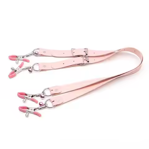 PU Leather Strap Harness Nipple Clamps Bdsm Slave Fetish Bondage Restraints