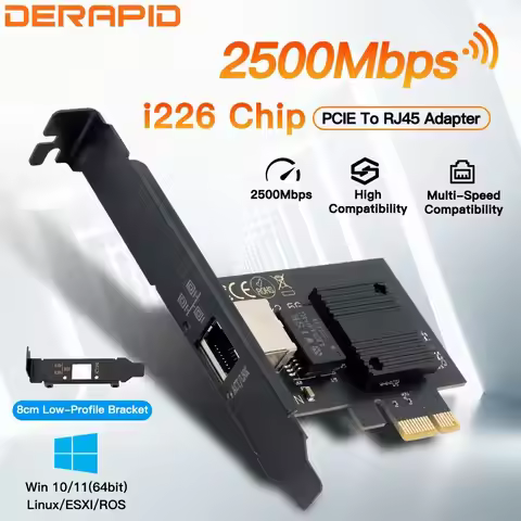 Intel I226-V PCIE To RJ45 Network Adapter 2.5G Gigabit Ethernet 100/1000/2500Mbps RJ45 LAN Controlle