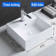Chậu rửa mặt lavabo treo tường hoặc đặt bàn LV016 BẢO HÀNH MEN SỨ 20 NĂM - Màu trắng sứ hoa văn - Vò