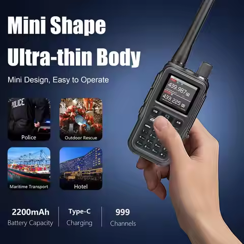 Walkie-Talkie AM FM VHF UHF Analog Amateur Radio 999 Channel 2500mAh Battery USB-C Rechargeable K7T0