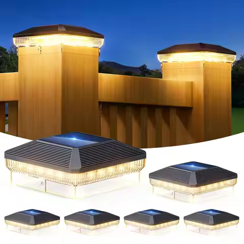 6/12 Pack Solar Post Cap Lights Outdoor with 3 Modes, 40 LEDs 4x4 Fence Post Solar Lights Outdoor Wa