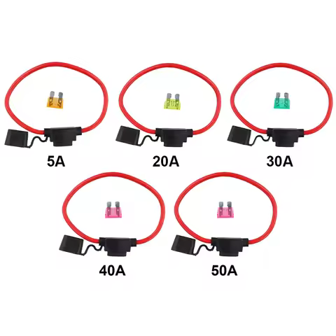 10 AWG Inline Fuse Holder with 5/20/30/40/50 A ATC Blade Fuses Waterproof Automotive Blade Fuse Hold