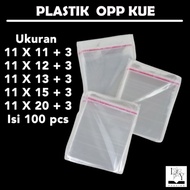 (ISI 100 PCS) Plastik OPP Seal Kue / Plastik Packing Bening / Plastik Opp Seal / Plastik OPP Lem 11x