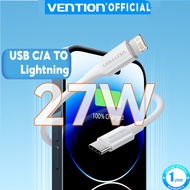 Vention 27W Lightning Cable USB 2.0 Type-C Male to Lightning Male 3A Cable 1M White