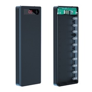 เคสพาวเวอร์แบงค์ USB 10*18650สองช่องกล่องชาร์จเร็วสำหรับโทรศัพท์มือถือมีหน้าจอดิจิทัล DIY กล่องเก็บแบตเตอรี่18650