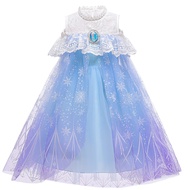 YCST Frozen Lace Princess Dress for Kids Girl Long Skirt Children Costume Play Party Birthday Dress with Accessories