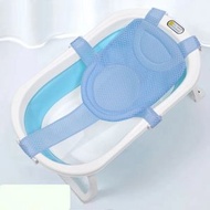 新生兒防滑懸浮浴墊 嬰兒洗澡浴盆浴網支架 ，款式：5扣藍色