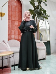 Priskila Cell DAIRA DRESS Matt Moscrepe Mix Full Ceruty dan Mutiara Baju Simple Gaun Kerja Trendy Gamis Muslimah Murah Pakaian Modis Syari Stelan Polos Muslim Modern Wanita Maxi Termurah Baju Panjang Casual Terbaru Dress Pesta Syar’i Elegant 2020