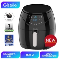 (Digital 12 Modes) Giselle 6.8L Digital Air Fryer with Touch Control Timer Temperature Control 1800W - Black KEA0206