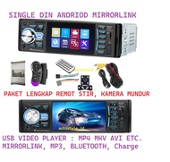 COD Tape single din MirrorLink Android Video Player Bluetooth USB FM Radio paket Lengkap kamera Mund