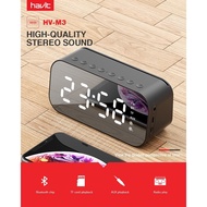 HAVIT M3 Portable Bluetooth Speaker Support Aux TF USB Music Player Alarm Clock Wireless LED Display Temperature With FM