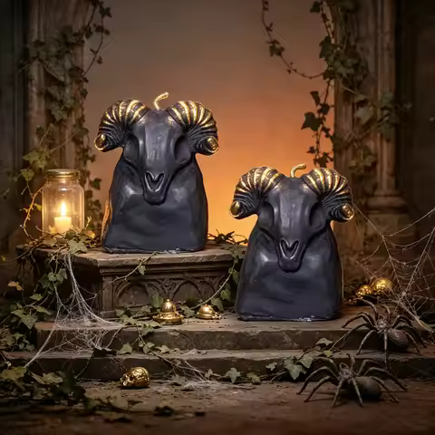 3D Gothic Ram Skull Silicone Candle Mold Occult Baphomet Goat Head Design DIY Aroma Candle,Soap&Resi
