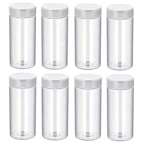 13.8OZ Clear Plastic Spice Jars with White Cap Shaker Lids Safe Storage Containers for Herbs And Spi