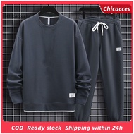 ChicAcces Athleisure Set Men Casual Sweatshirt Set Men's Sportswear Set Long Sleeve Pullover Sweatpa